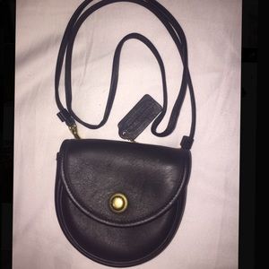 Small black leather cross body Coach bag